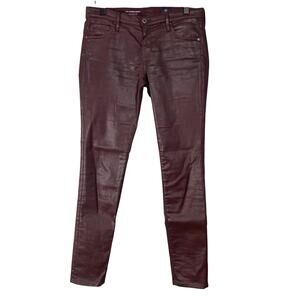 AG Adriano Goldschmied Wine Faux Leather The Legging Ankle - Size 28R - Skinny